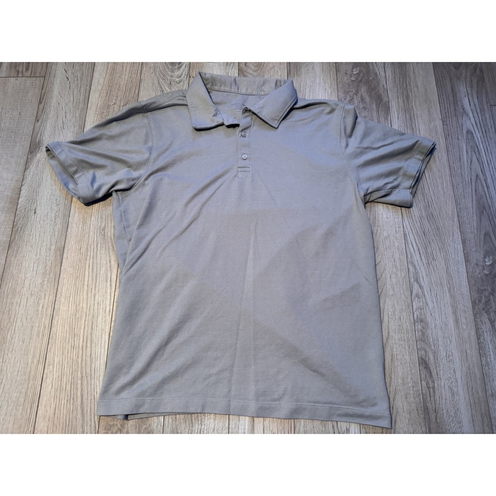 Van‎ Heusen Studio Mens Slim Fit Polo Shirt Gray Short Sleeve Pique Size L